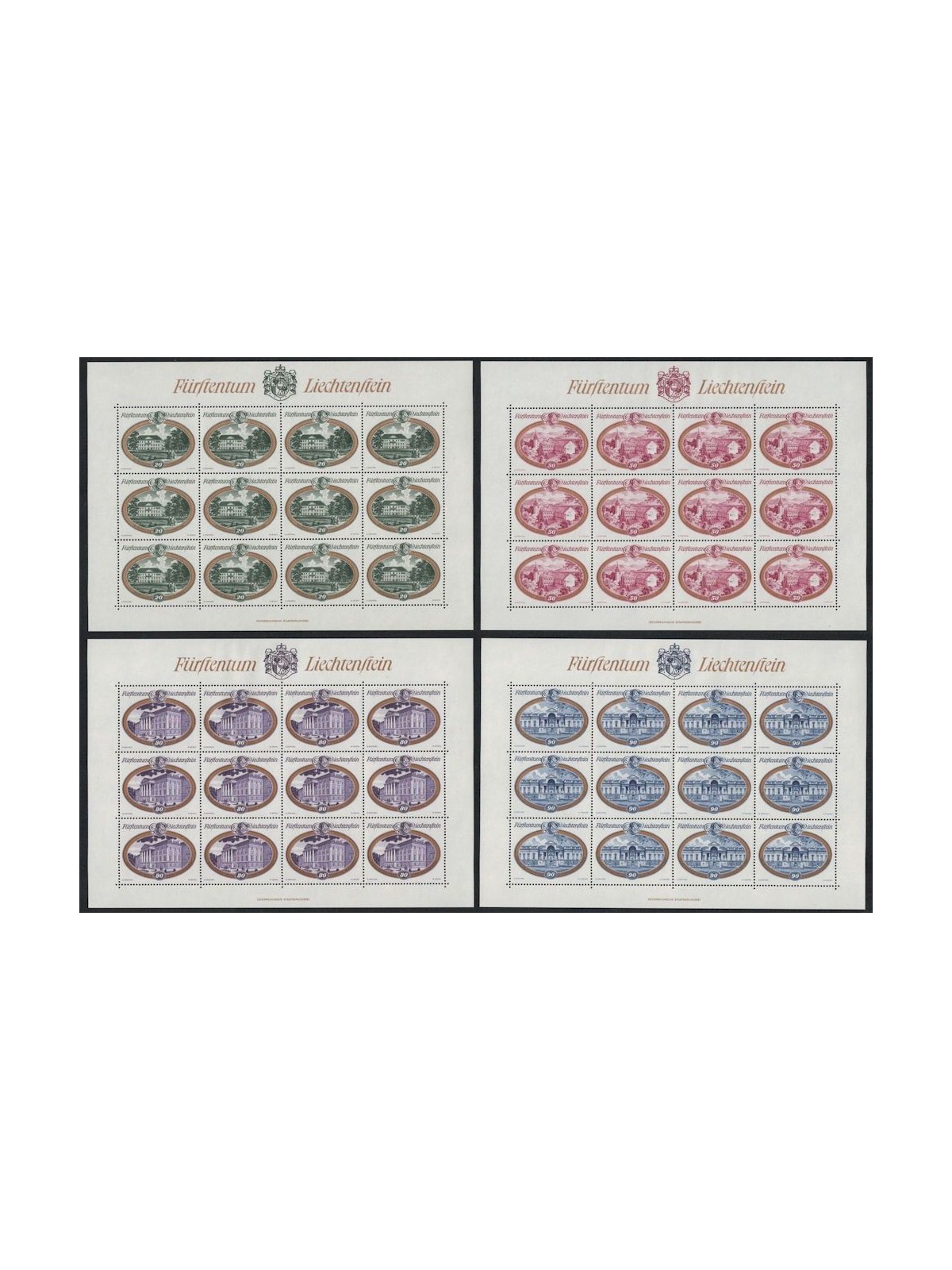LIECHTENSTEIN 1977 Castelli 4 MF MNH**