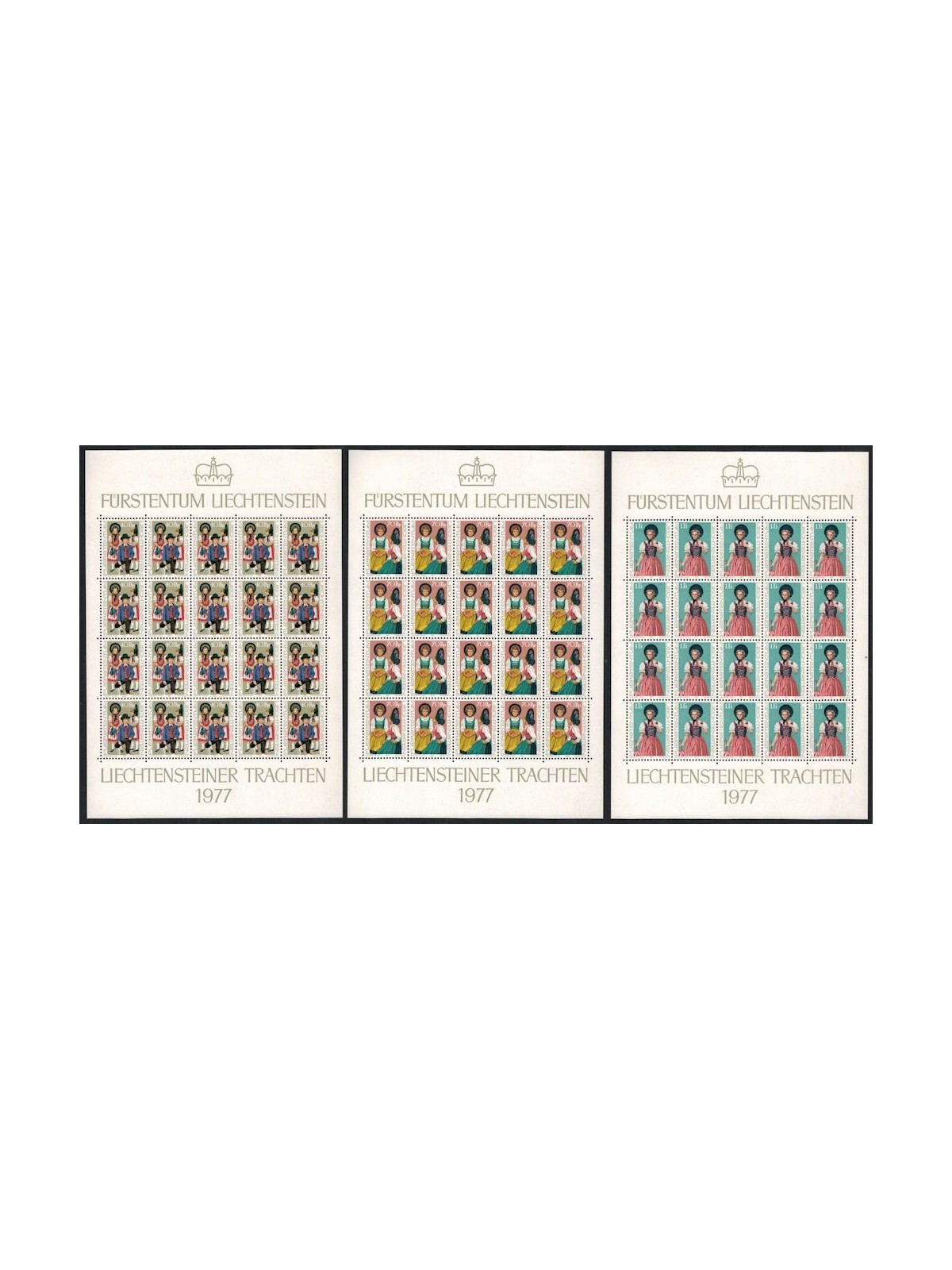 LIECHTENSTEIN 1977 National Costumes 3 m/s MNH**