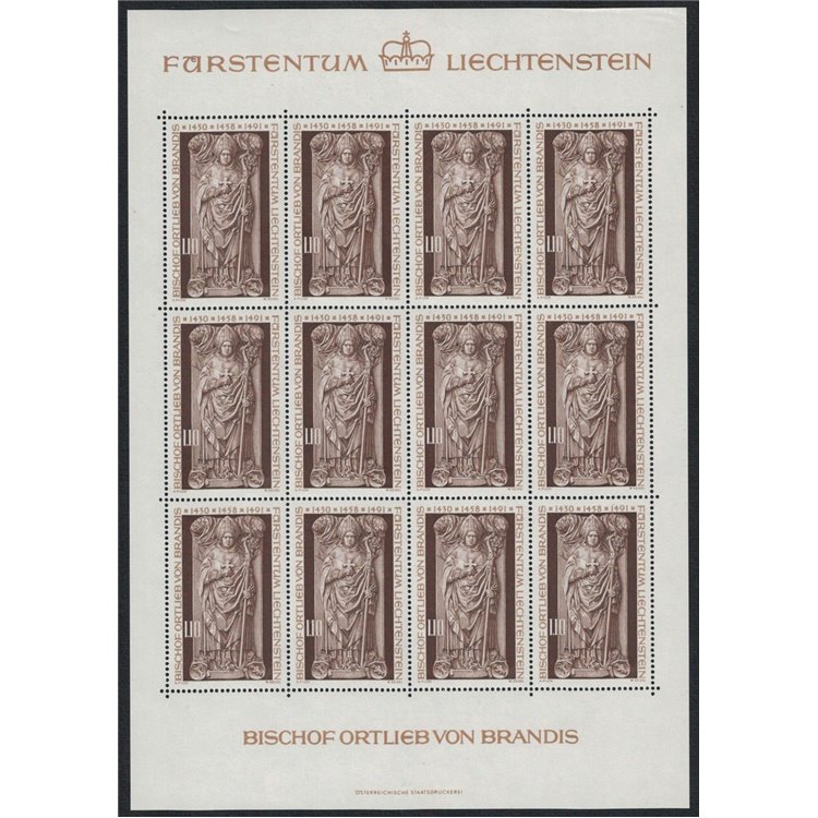 LIECHTENSTEIN 1976 Sarcofago del Vescovo Brandis MF MNH**