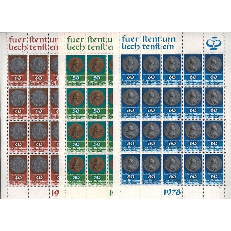 LIECHTENSTEIN 1978 Monete e medaglie 3 MF MNH**