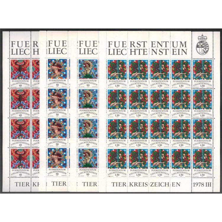 LIECHTENSTEIN 1978 Segni dello Zodiaco 4 MF MNH**