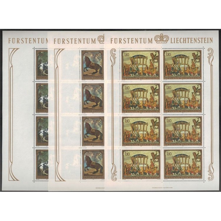 LIECHTENSTEIN 1978 Paintings, horses and carriage 3 m/s MNH**