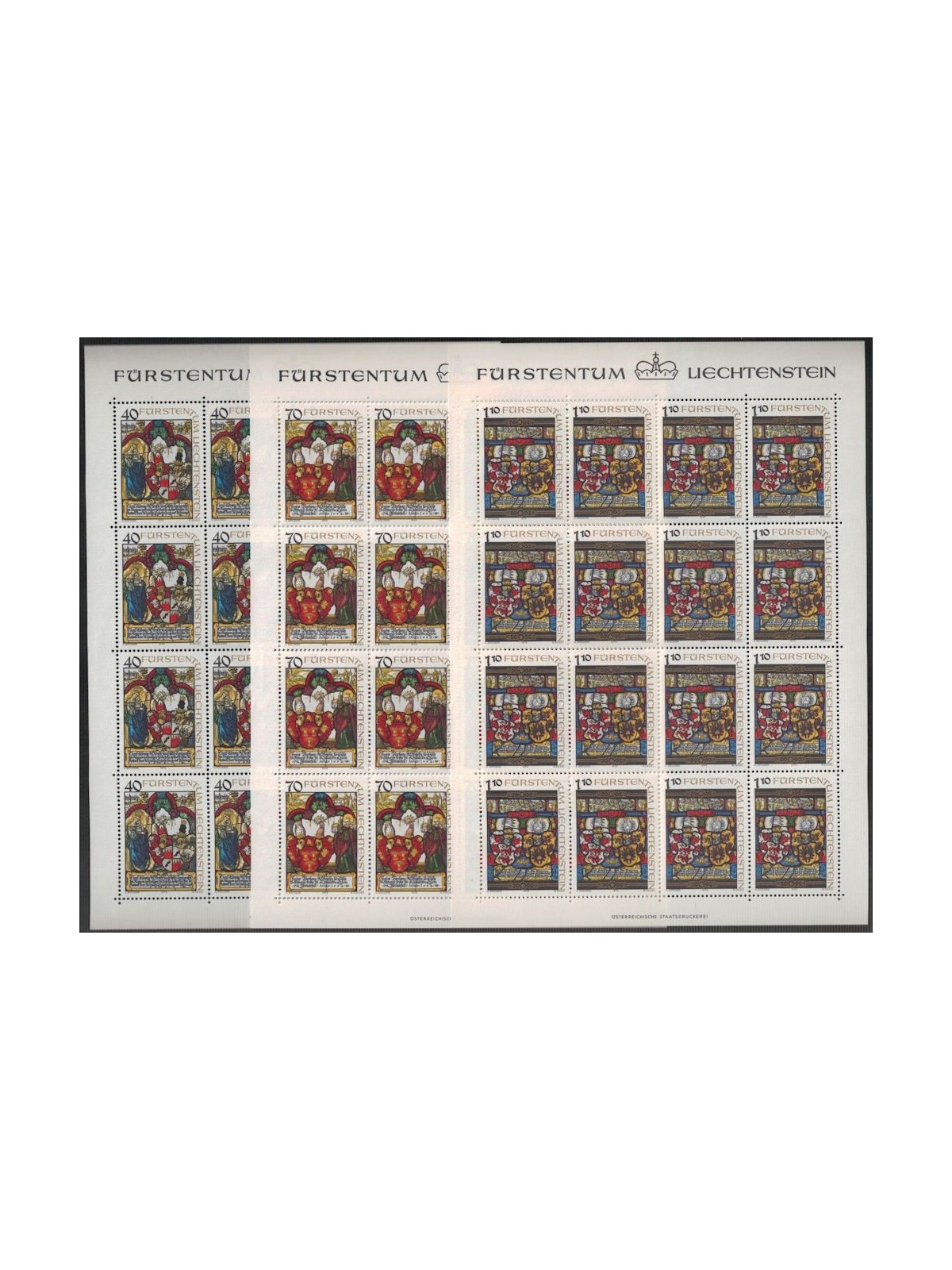LIECHTENSTEIN 1979 Vetrate con stemmi 3 MF MNH**