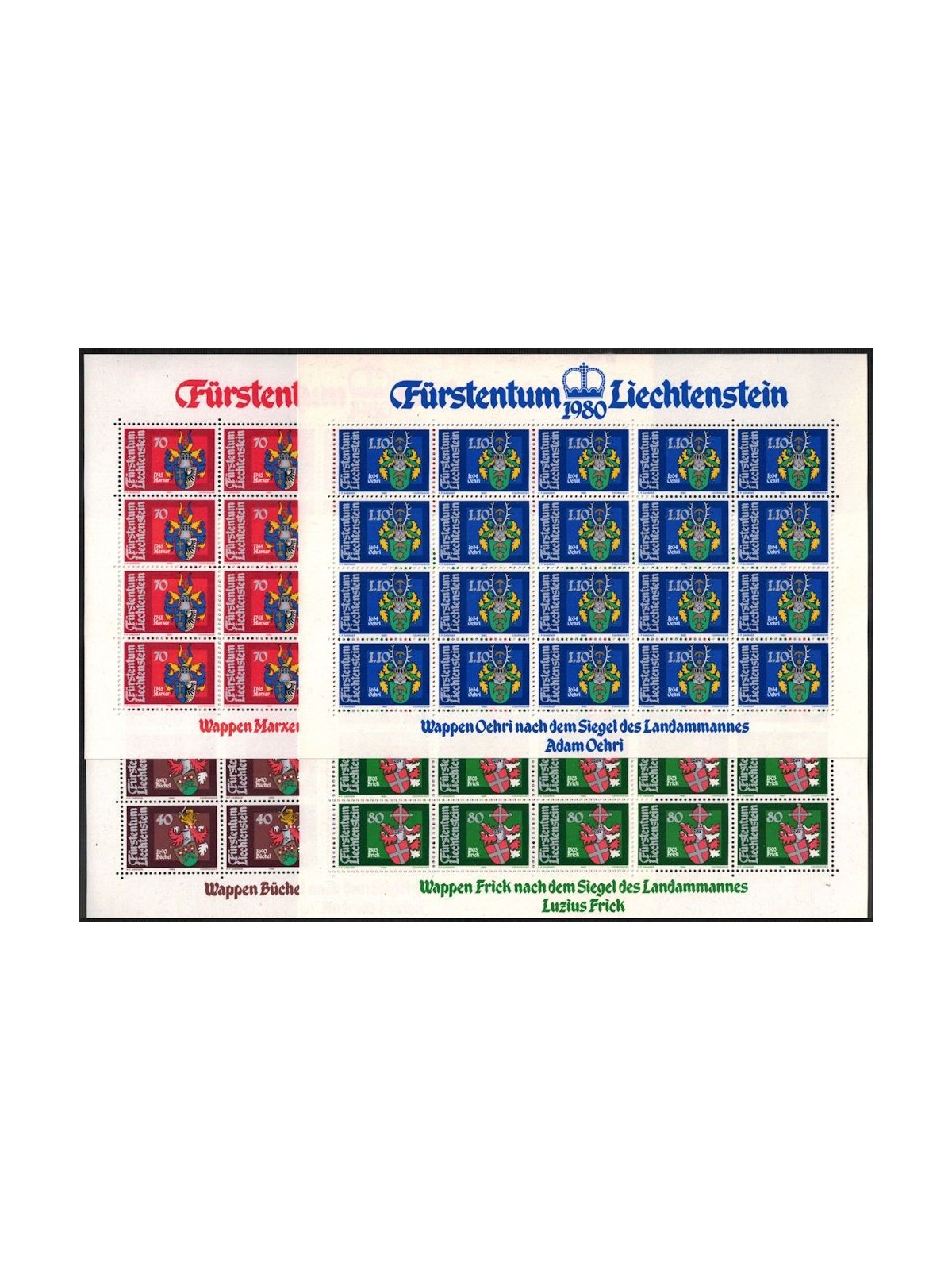 LIECHTENSTEIN 1980 Coats of arms of Landammann 4 m/s MNH**
