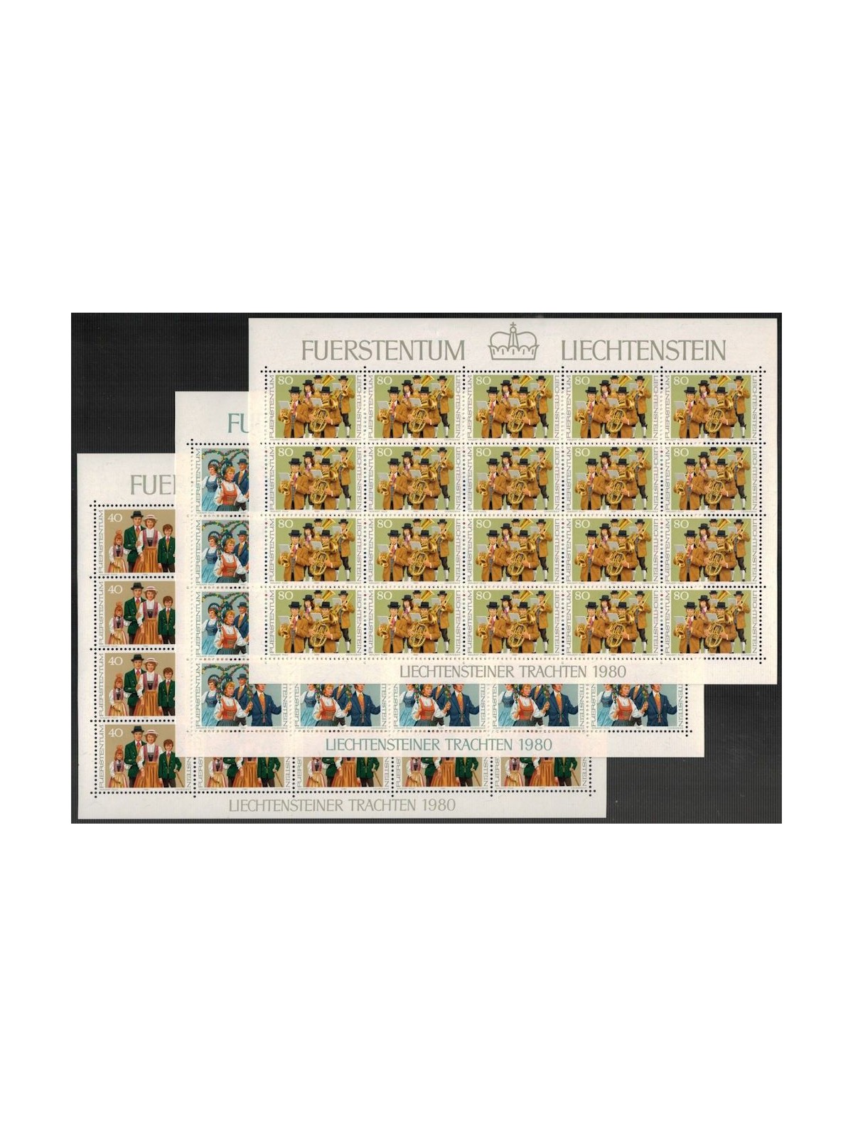 LIECHTENSTEIN 1980 Costumi nazionali 3 MF MNH**