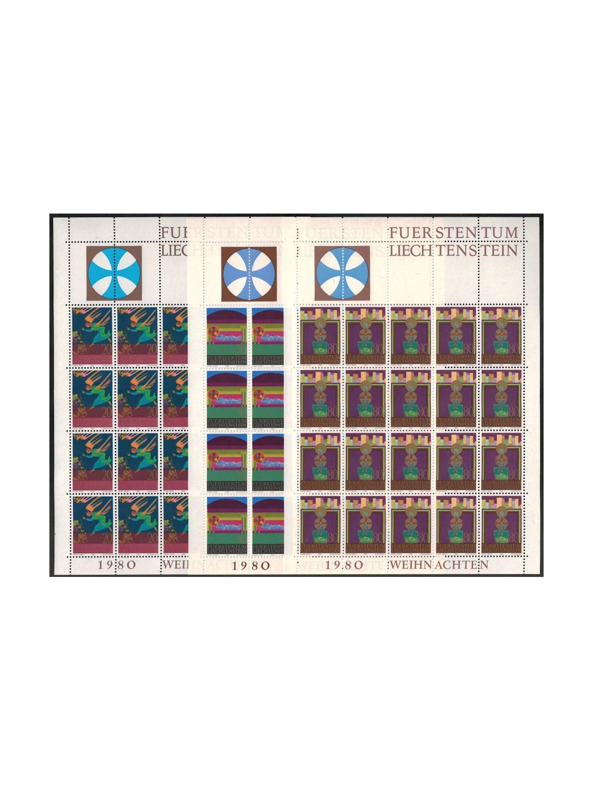 LIECHTENSTEIN 1980 Natale 3 MF MNH**