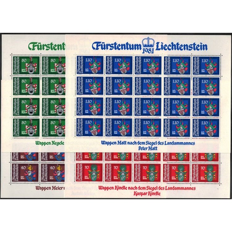 LIECHTENSTEIN 1981 Landamman coats of arms 4 m/s MNH**