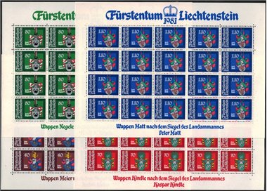LIECHTENSTEIN 1981 Stemmi di Landammanni 4 MF MNH**