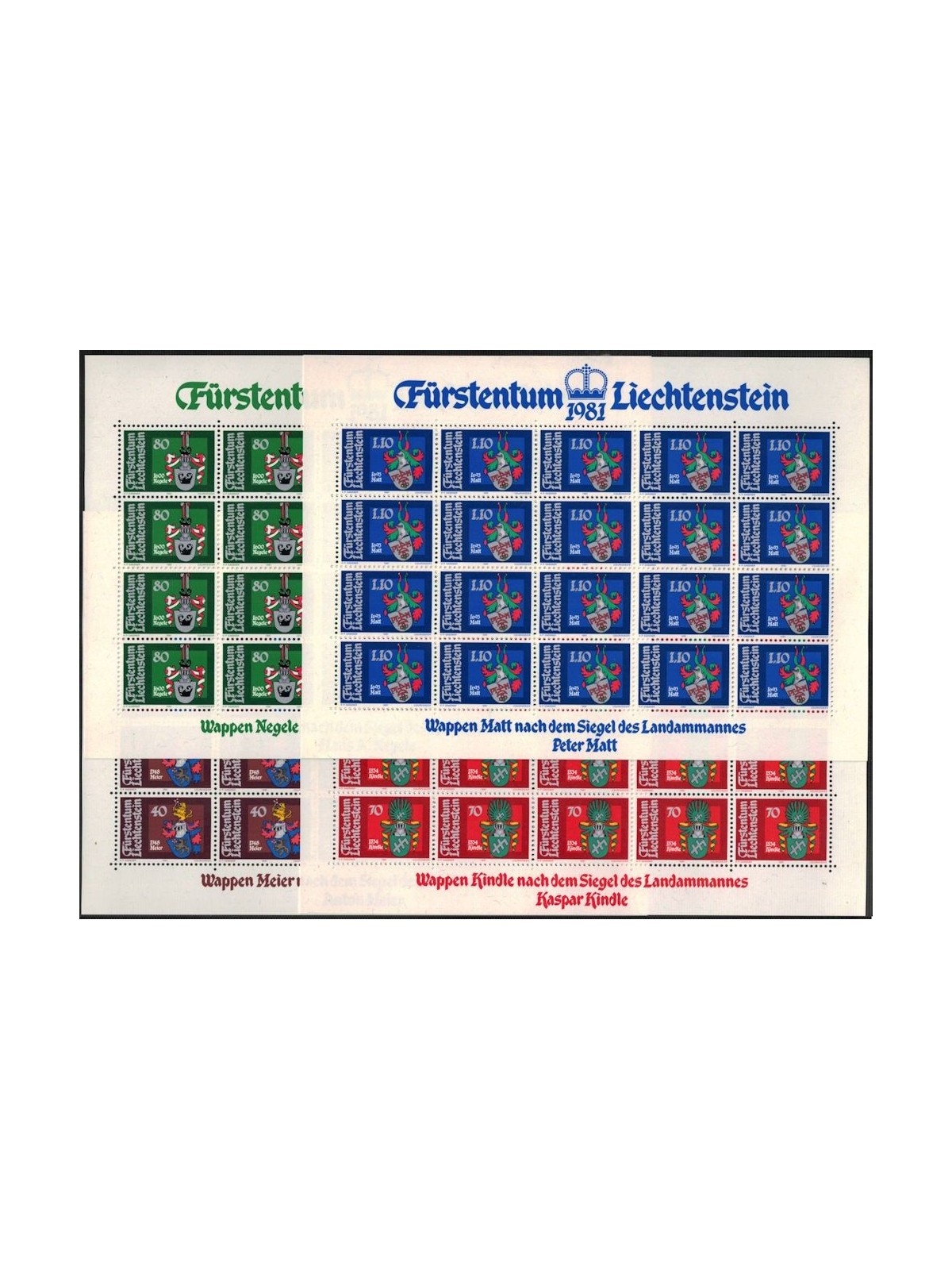 LIECHTENSTEIN 1981 Stemmi di Landammanni 4 MF MNH**
