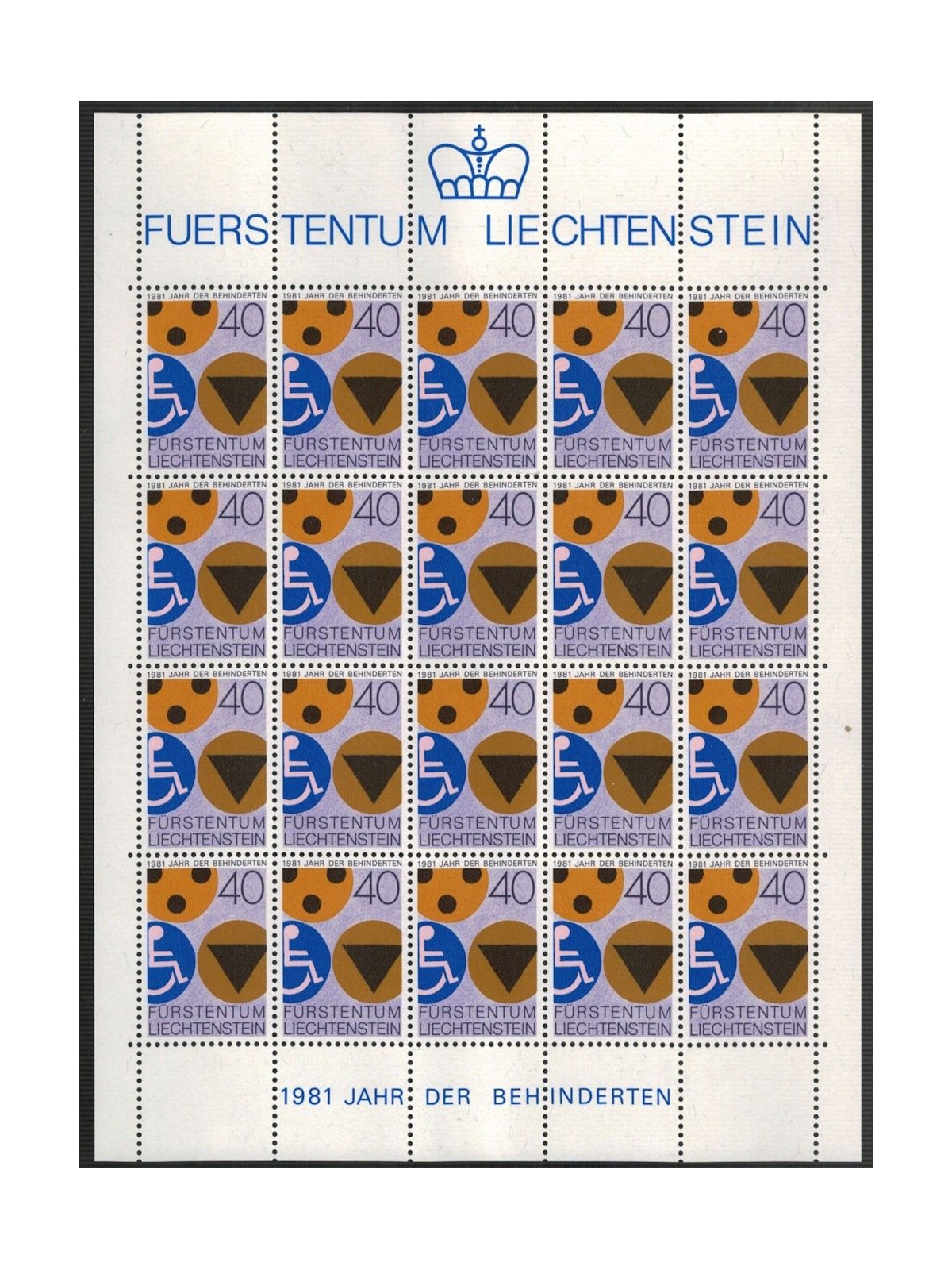 LIECHTENSTEIN 1981 Anno dell'handicappato MF MNH**