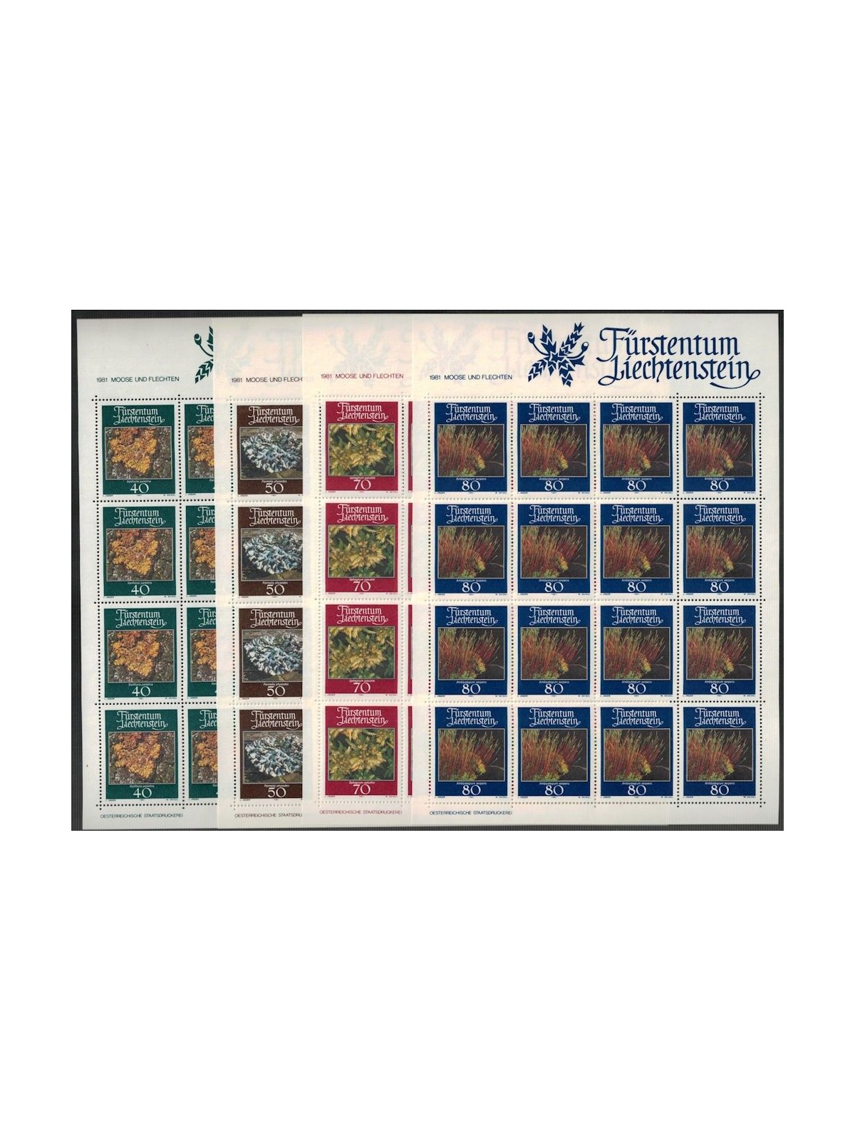 LIECHTENSTEIN 1981 Mosses and lichens 4 m/s MNH**