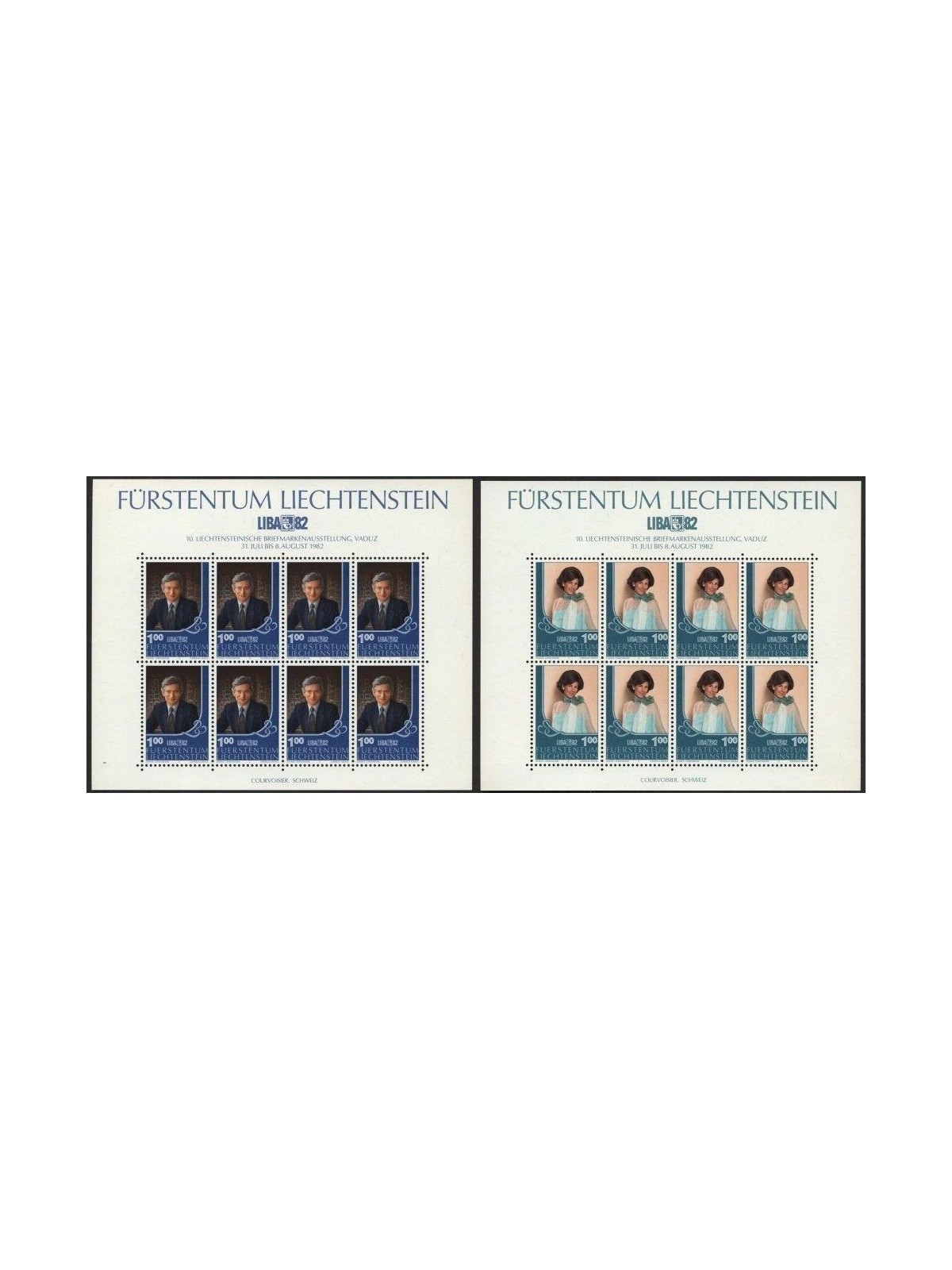 LIECHTENSTEIN 1982 Esposizione filatelica LIBA 2 MF MNH**