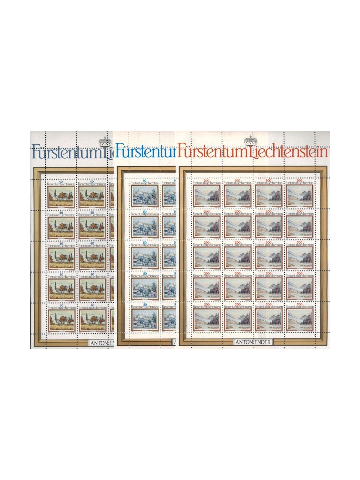 LIECHTENSTEIN 1983 Paintings by Anton Ender 3 m/s MNH**