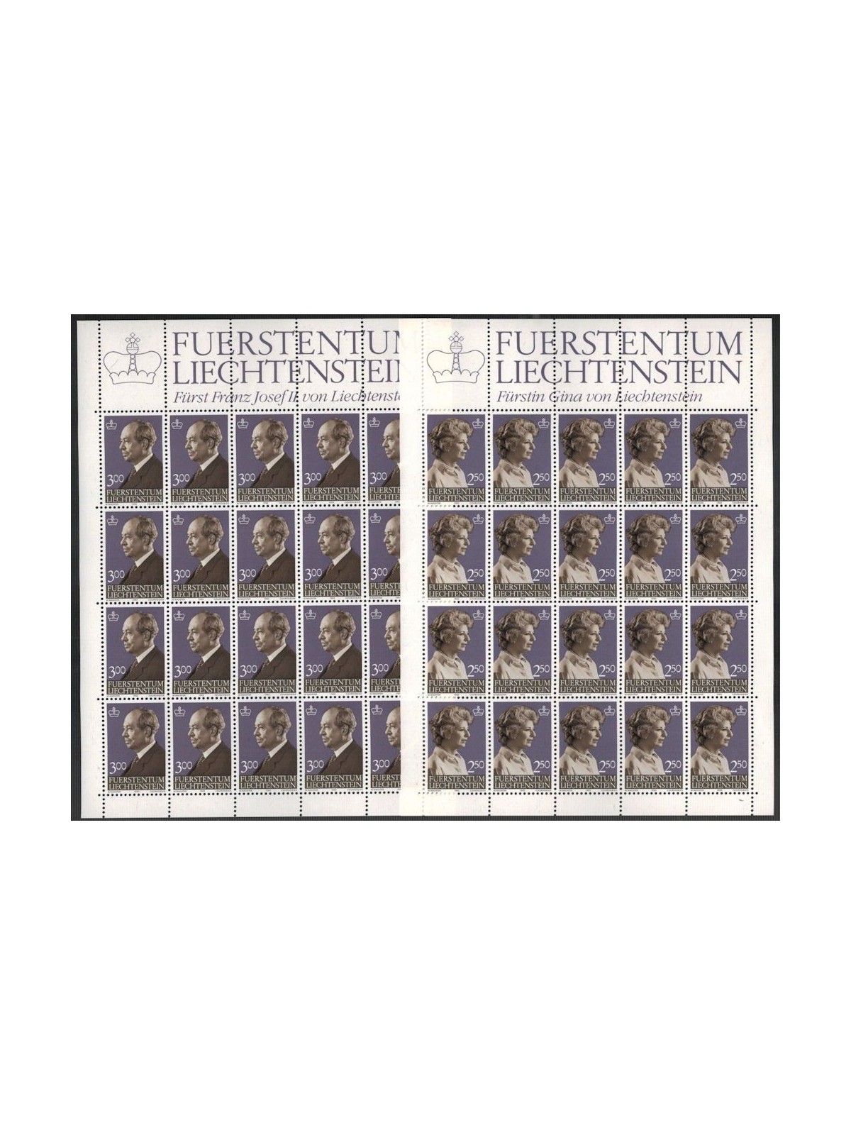 LIECHTENSTEIN 1983 Effigi dei Principi 2 MF MNH**
