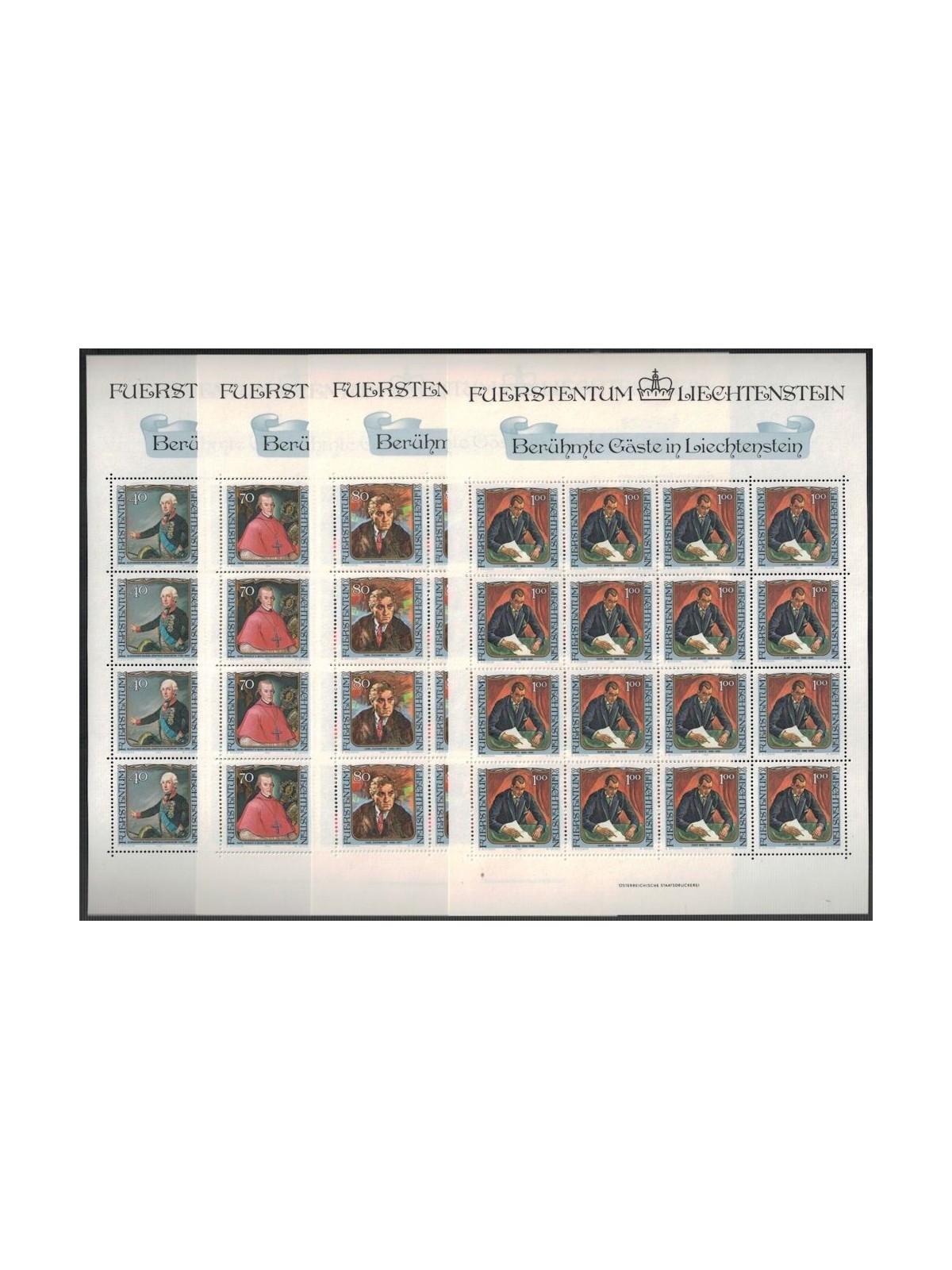 LIECHTENSTEIN 1984 Famosi visitatori 4 MF MNH**