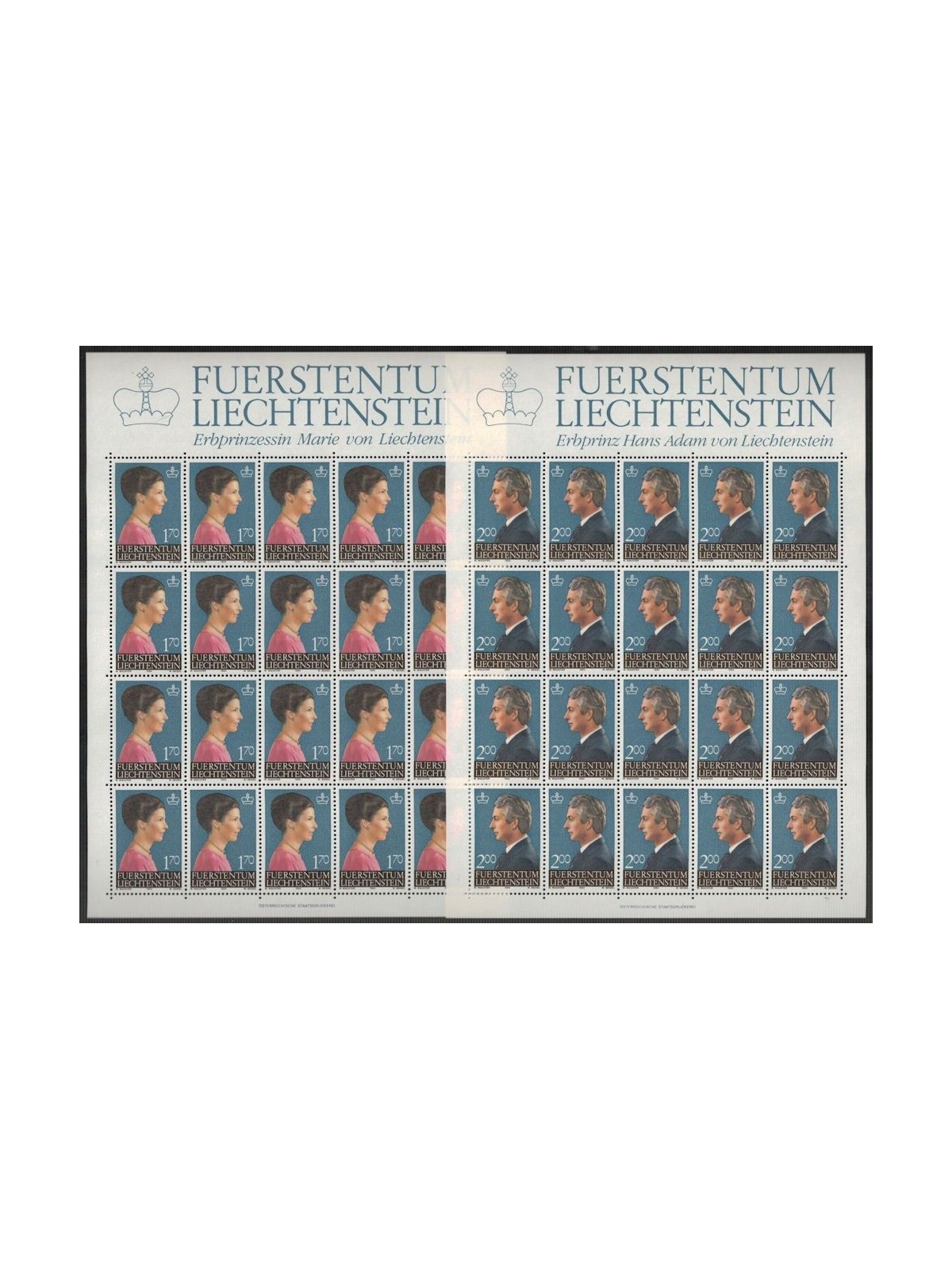 LIECHTENSTEIN 1984 Effigi dei Principi 2 MF MNH**