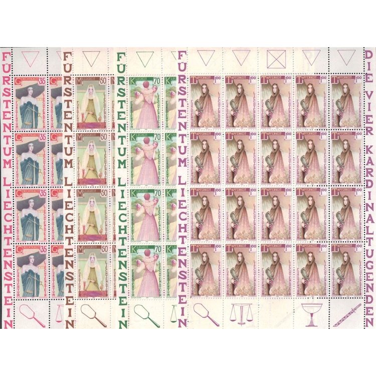 LIECHTENSTEIN 1985 The Four Cardinal Virtues 4 m/s MNH**