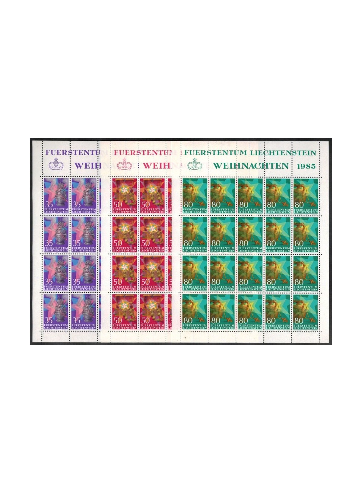 LIECHTENSTEIN 1985 Natale 3 MF MNH**