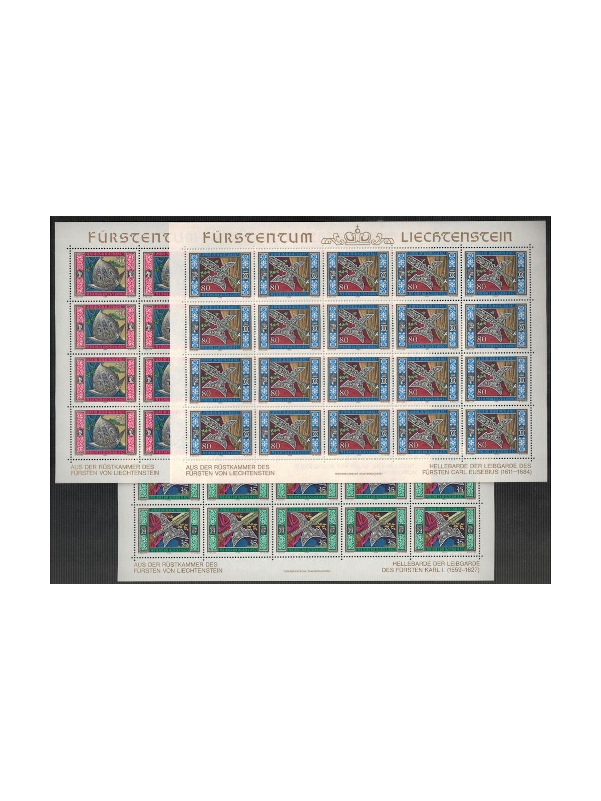 LIECHTENSTEIN 1985 Armi della guardia del Principe 3 MF MNH**