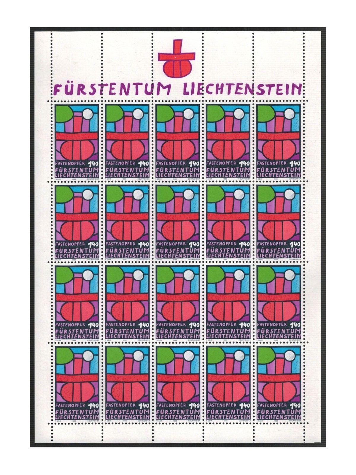 LIECHTENSTEIN 1986 Lent Offering m/s MNH**