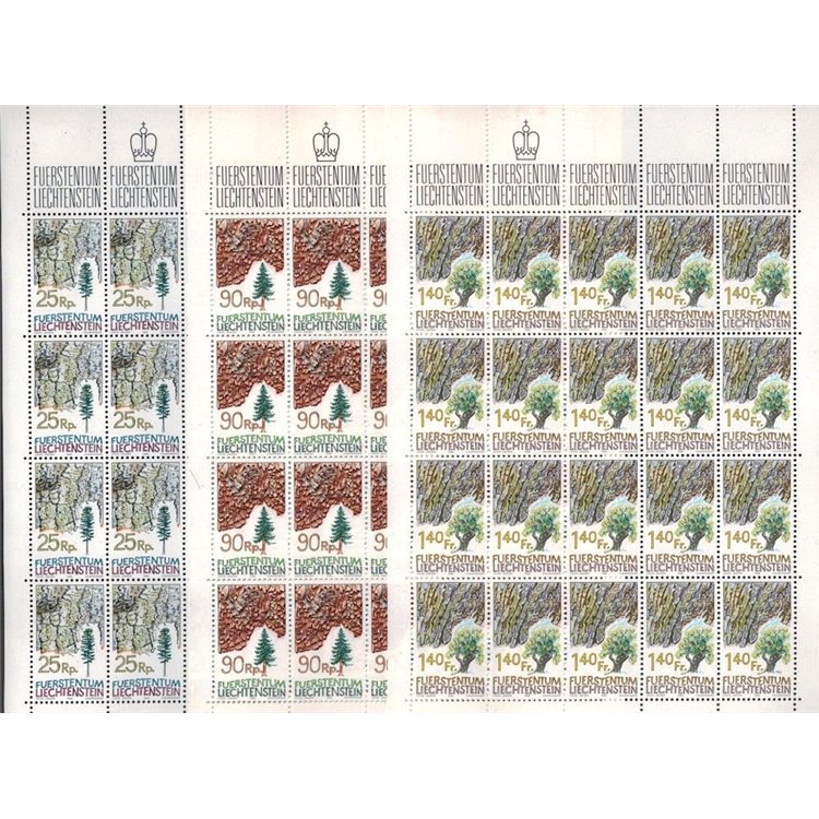 LIECHTENSTEIN 1986 Cortecce d'alberi 3 MF MNH**