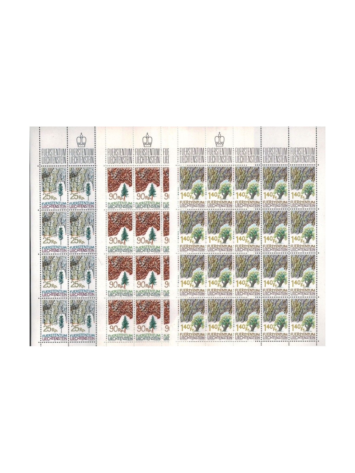 LIECHTENSTEIN 1986 Tree Barks 3 m/s MNH**