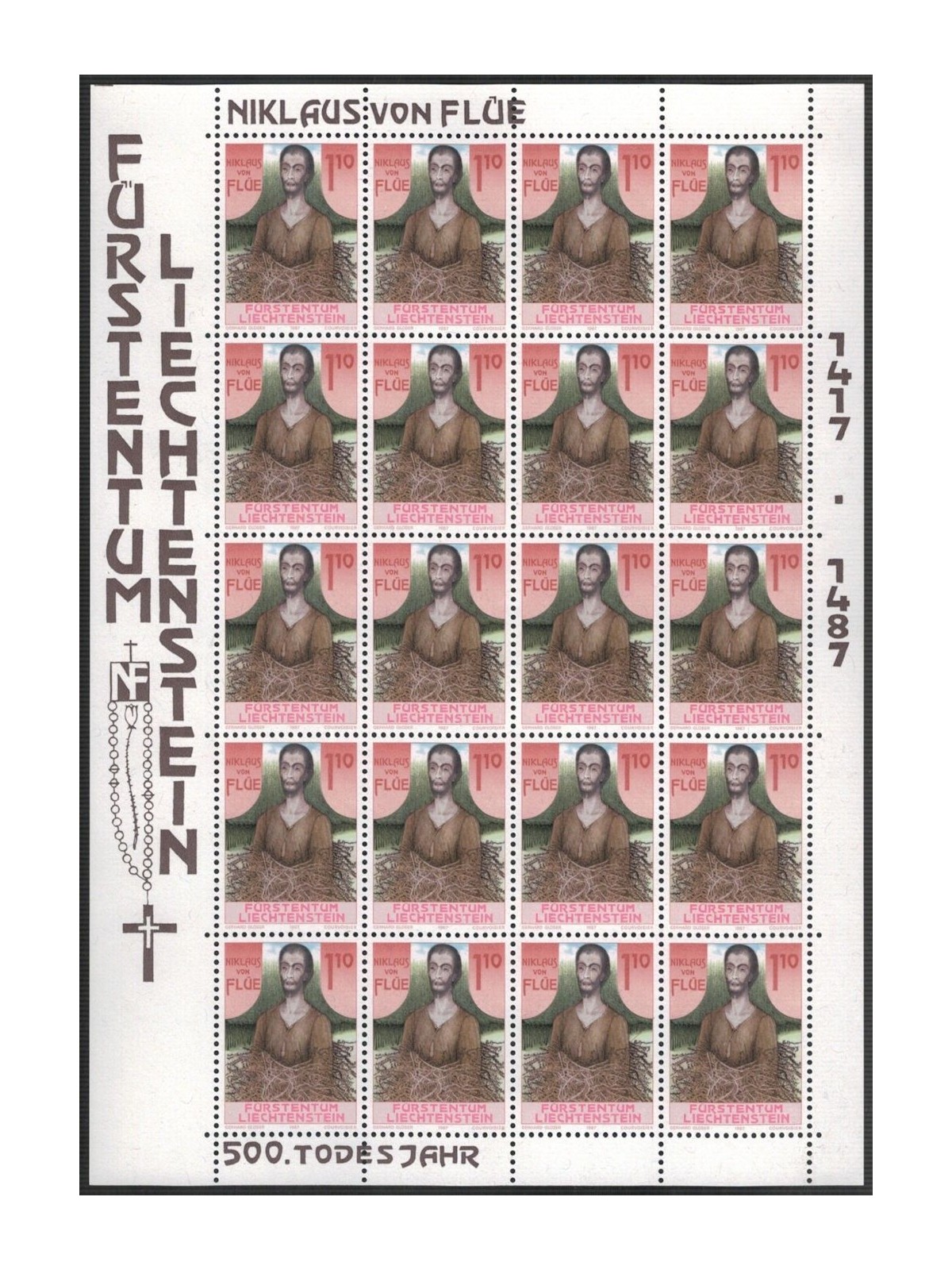 LIECHTENSTEIN 1987 San Nicola de Flüe m/s MNH**