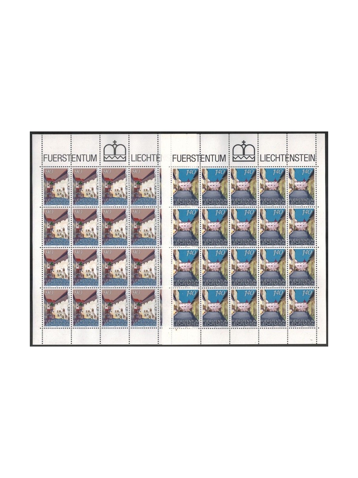 LIECHTENSTEIN 1987 Castello di Vaduz 2 MF MNH**