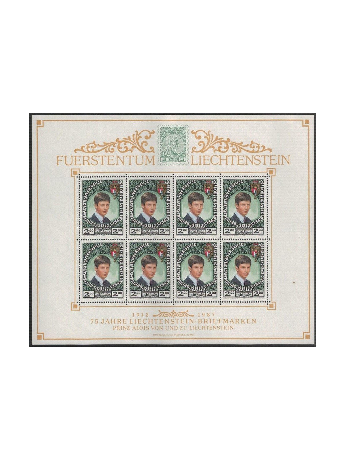 LIECHTENSTEIN 1987 Prince Alois m/s MNH**