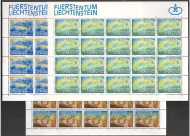 LIECHTENSTEIN 1987 Pesci 3 MF MNH**