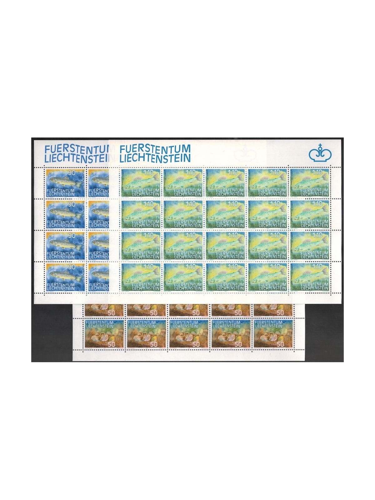 LIECHTENSTEIN 1987 Pesci 3 MF MNH**