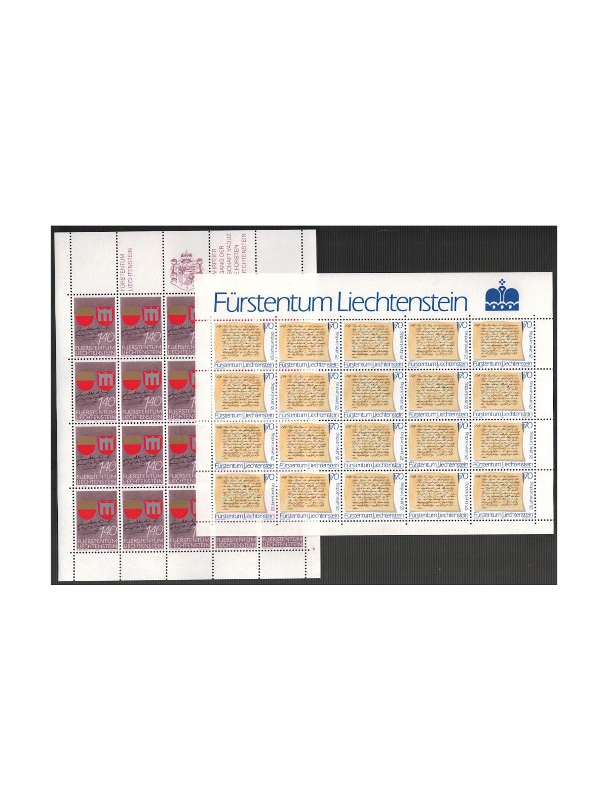 LIECHTENSTEIN 1987 Contea di Vaduz e Parlamento 2 MF MNH**