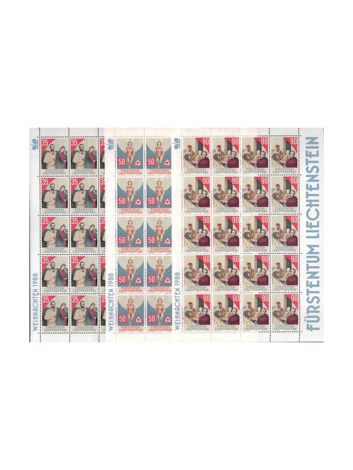 LIECHTENSTEIN 1988 Natale 3 MF MNH**
