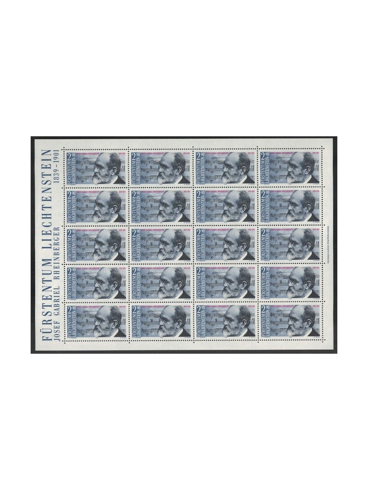LIECHTENSTEIN 1989 Josef Gabriel Rheinberger m/s MNH**