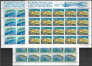 LIECHTENSTEIN 1989 Pesci 3 MF MNH**