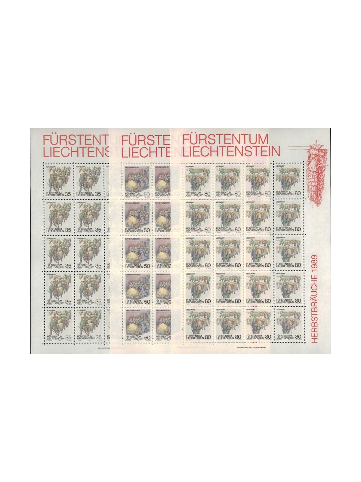 LIECHTENSTEIN 1989 Autumn traditions 3 m/s MNH**