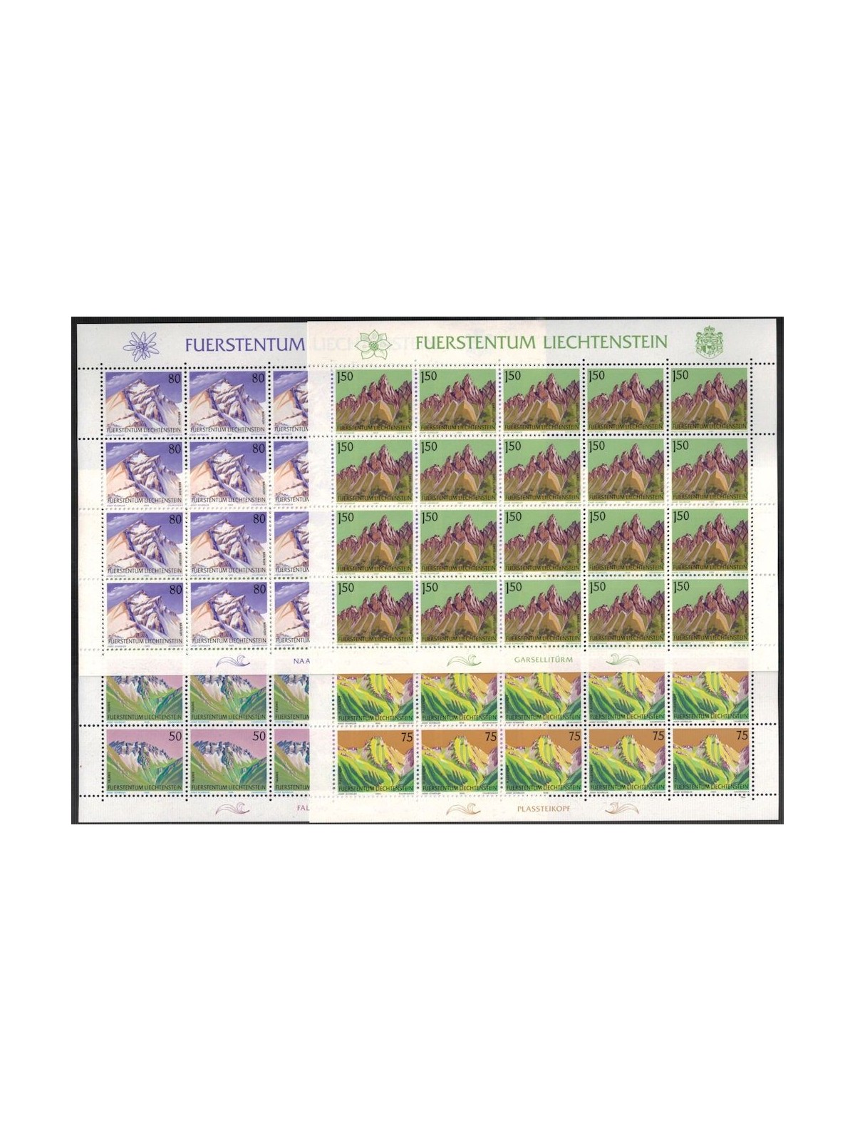 LIECHTENSTEIN 1989 Montagne 4 MF MNH**