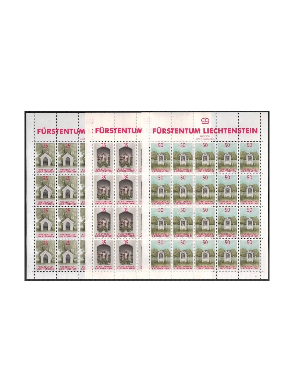 LIECHTENSTEIN 1988 Ancient Chapels 3 m/s MNH**