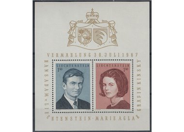 LIECHTENSTEIN 1967 Matrimonio del Principe BF MNH**