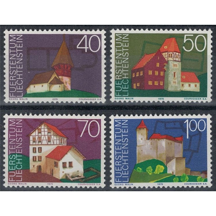 LIECHTENSTEIN 1975 Anno del patrimonio architettonico 4v MNH**