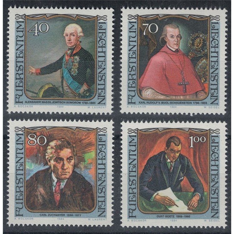 LIECHTENSTEIN 1984 Famosi visitatori 4v MNH**