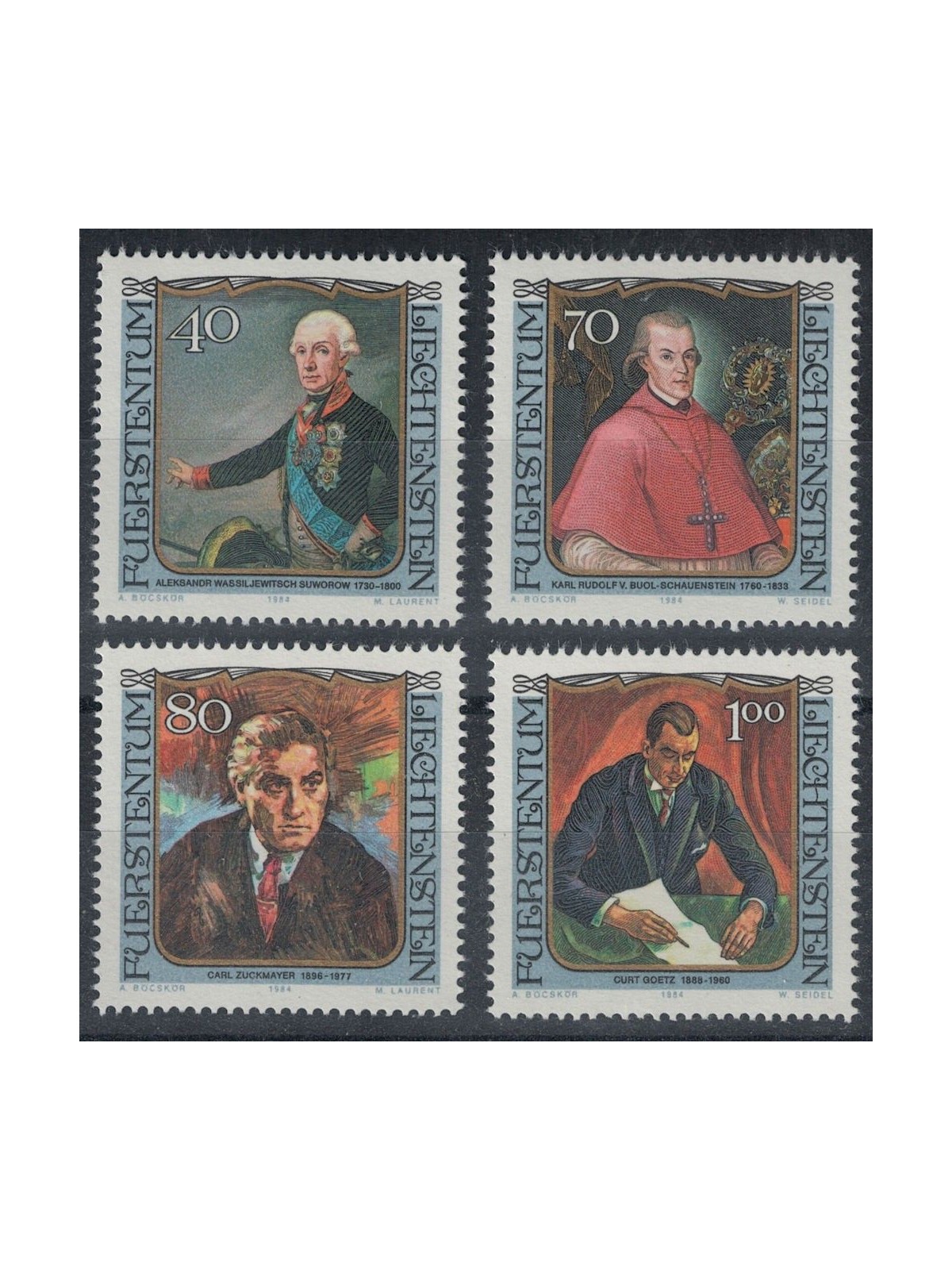 LIECHTENSTEIN 1984 Famous visitors 4v MNH**