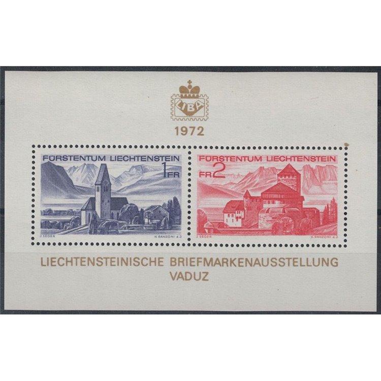 LIECHTENSTEIN 1972 Esposizione filatelica LIBA BF MNH**