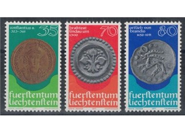 LIECHTENSTEIN 1977 Coins and medals 3v MNH**