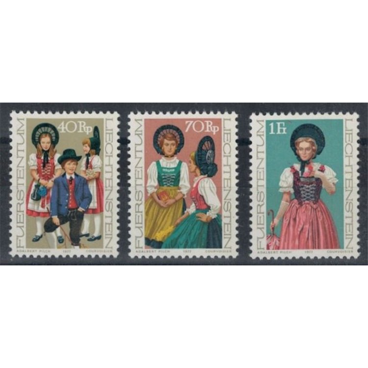 LIECHTENSTEIN 1977 Costumi nazionali 3v MNH**