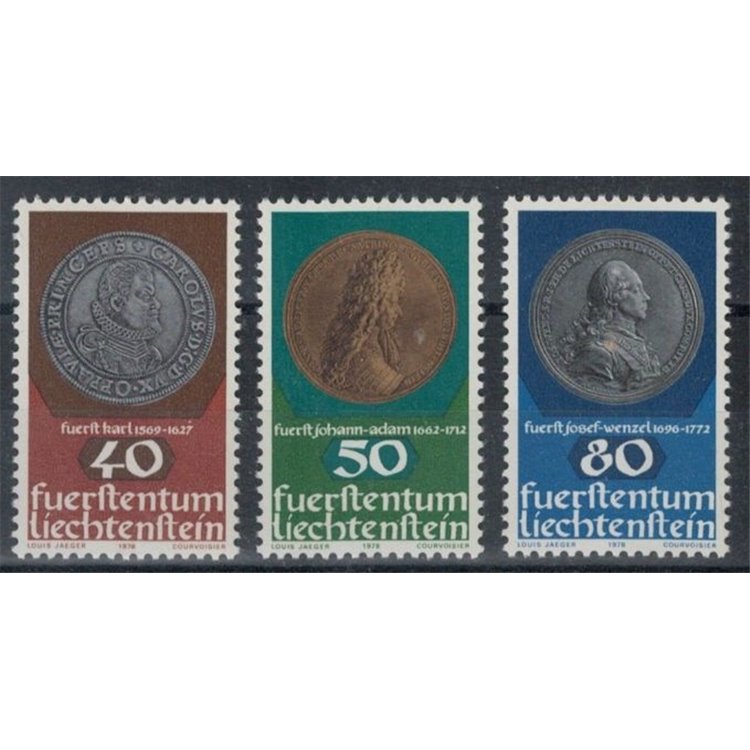 LIECHTENSTEIN 1978 Coins and medals 3v MNH**