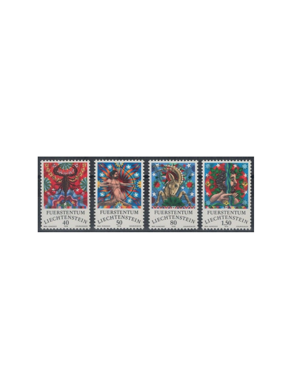 LIECHTENSTEIN 1978 Signs of the Zodiac 4v MNH**
