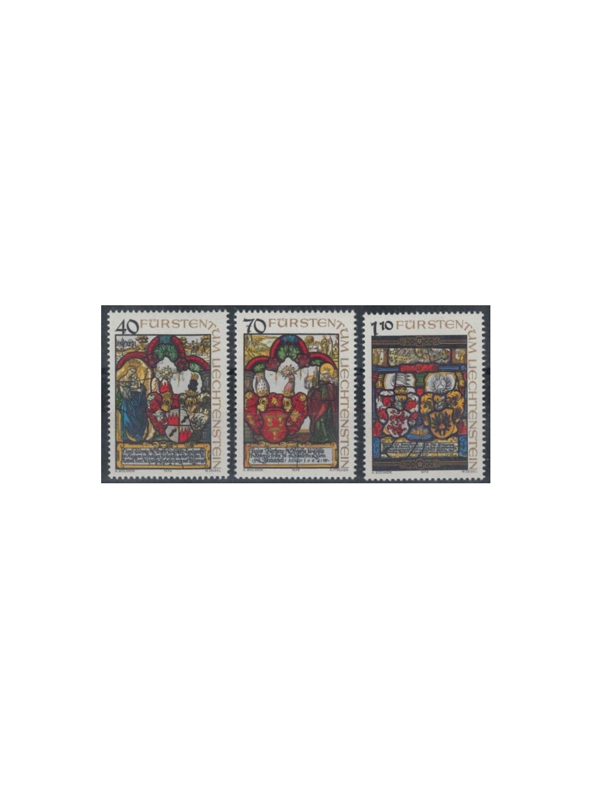 LIECHTENSTEIN 1979 Vetrate con stemmi 3v MNH**