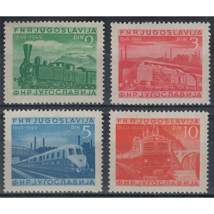 JUGOSLAVIA 1949 Centenario delle Ferrovie 4v MNH**