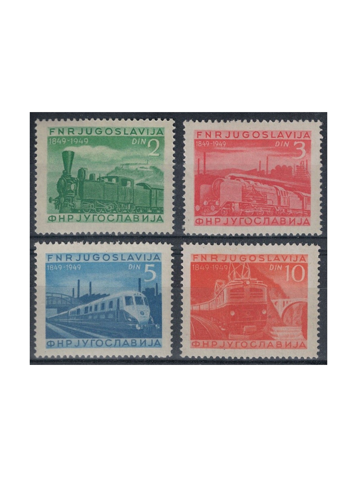 JUGOSLAVIA 1949 Centenario delle Ferrovie 4v MNH**